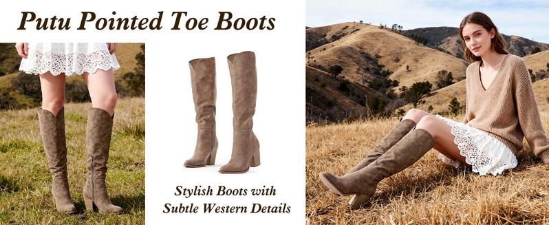 Women's Knee High Boots High Heel Western Boots Pointed Toe Tall Boots