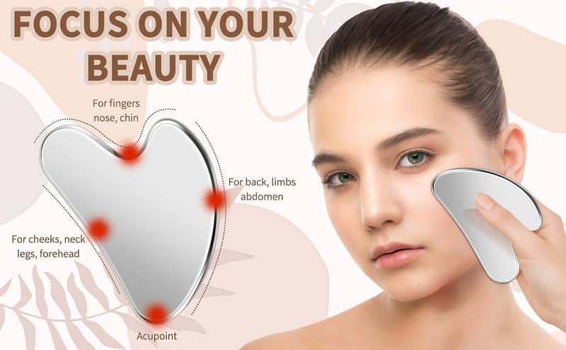 LMMAKE Stainless Steel Gua Sha Facial Tool for Skin Tightening & Lymphatic Drainage, Premium Metal Massager for Face, Neck, & Body, Durable & Hygienic Skincare Gift