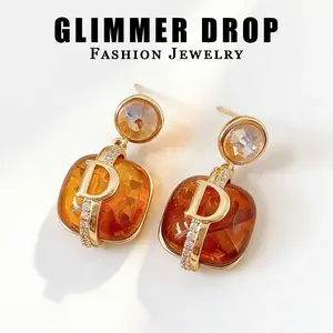 Vintage Retro Square Letter D Earrings - Minimalist Niche Design Versatile Retro Dangle Earrings for Women