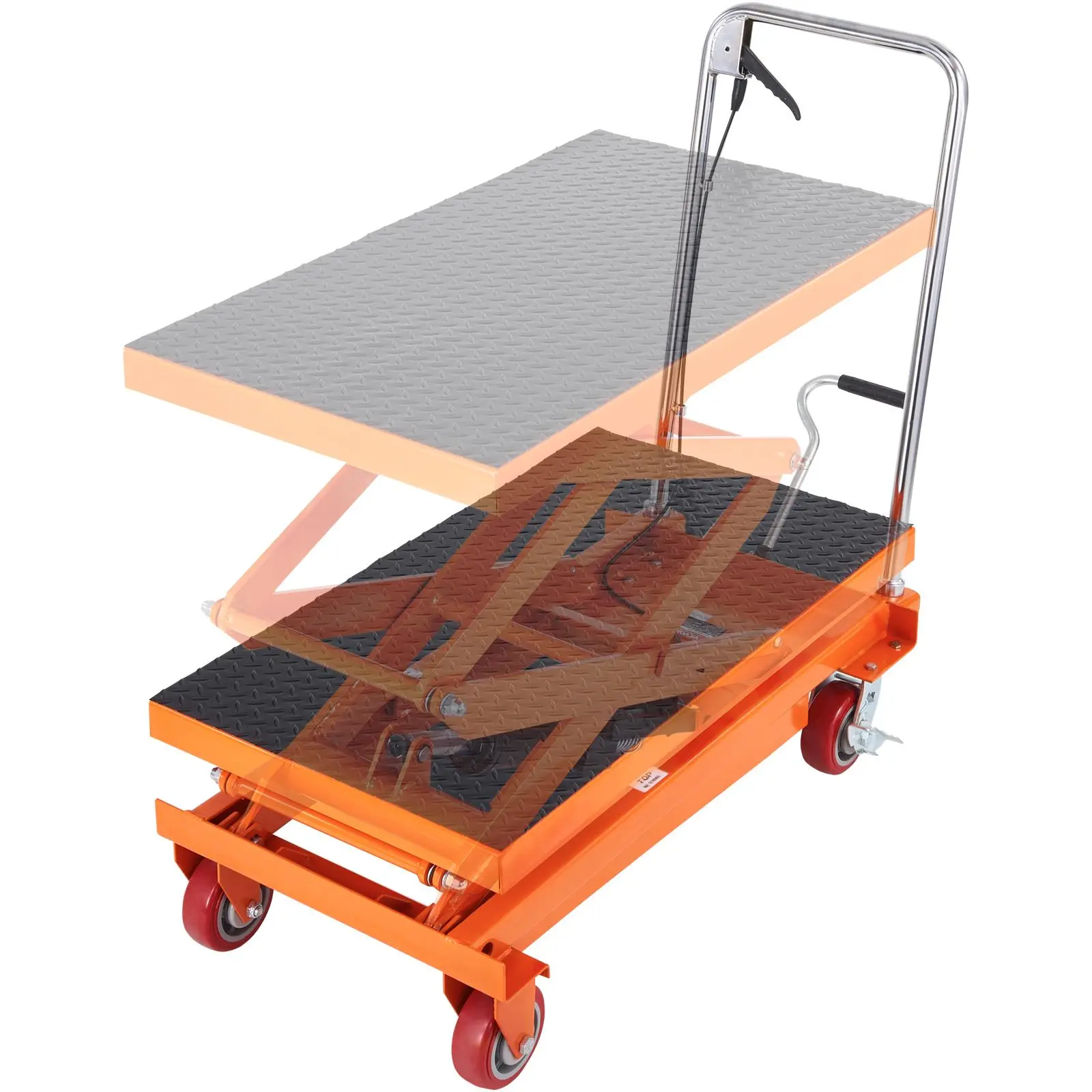 VEVOR Hydraulic Lift Table Cart,  770lbs Capacity 59" Lifting Height, Manual Double Scissor Lift Table with 4 Wheels and Non-slip Pad, Hydraulic Scissor Cart for Material Handling and Transportation#BackToSchool