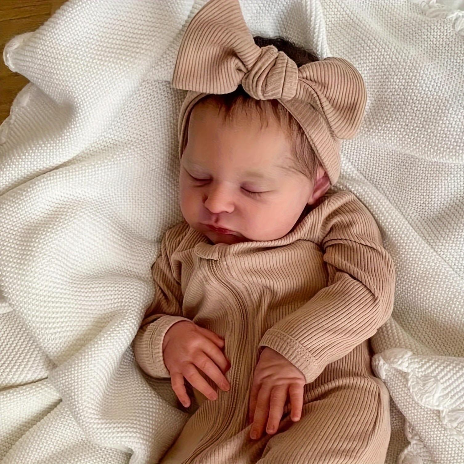 Realistic 19" Newborn Doll Soft Touch Realistic Sleeping Toddler Hand Painted Details Visible Blood Vessels Perfect for Children's Birthday Christmas Gifts