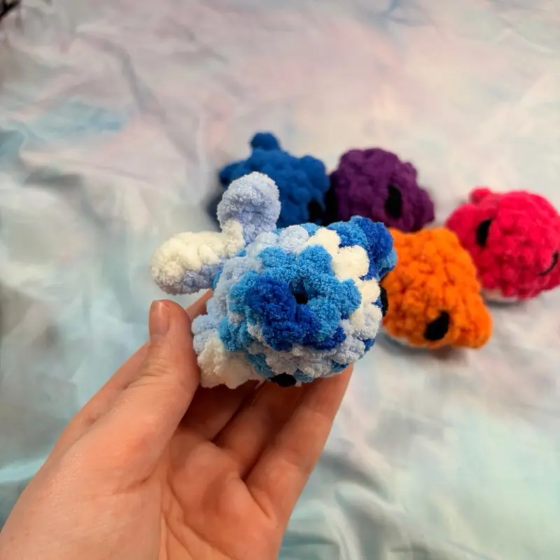 Crochet Whale Squishie Plushie Stress Ball Handmade Amigurumi