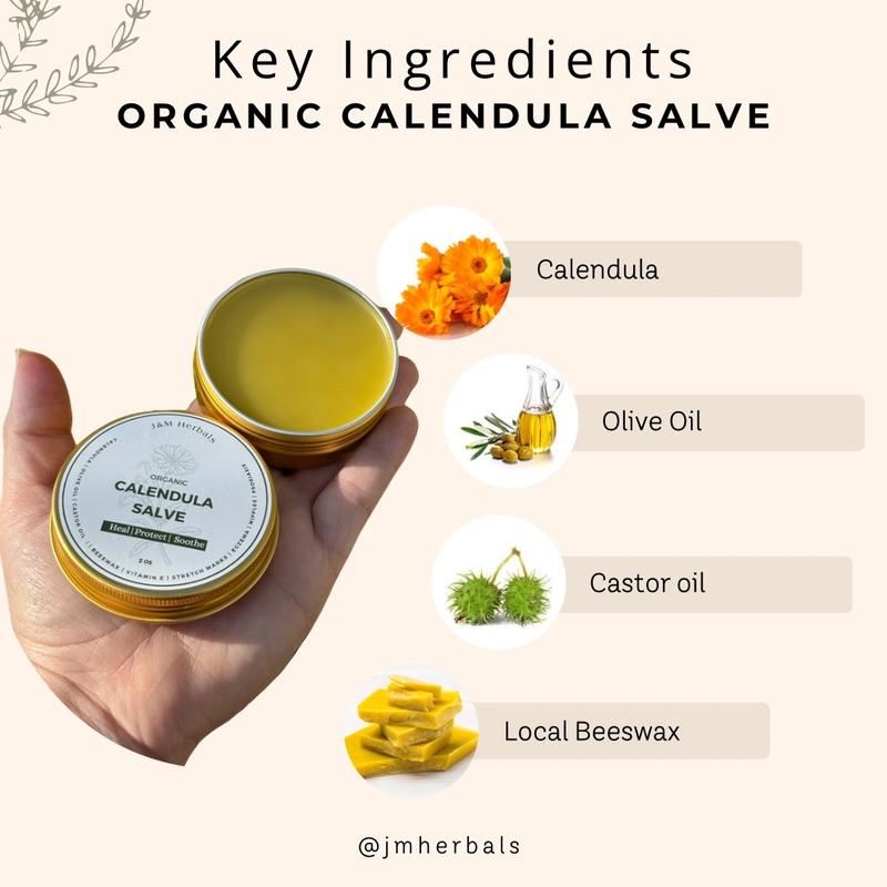 Organic Calendula Salve with Chamomile Eczema Diaper Rashes Stretch Marks Body Care facial moisturizer  Skin Repair