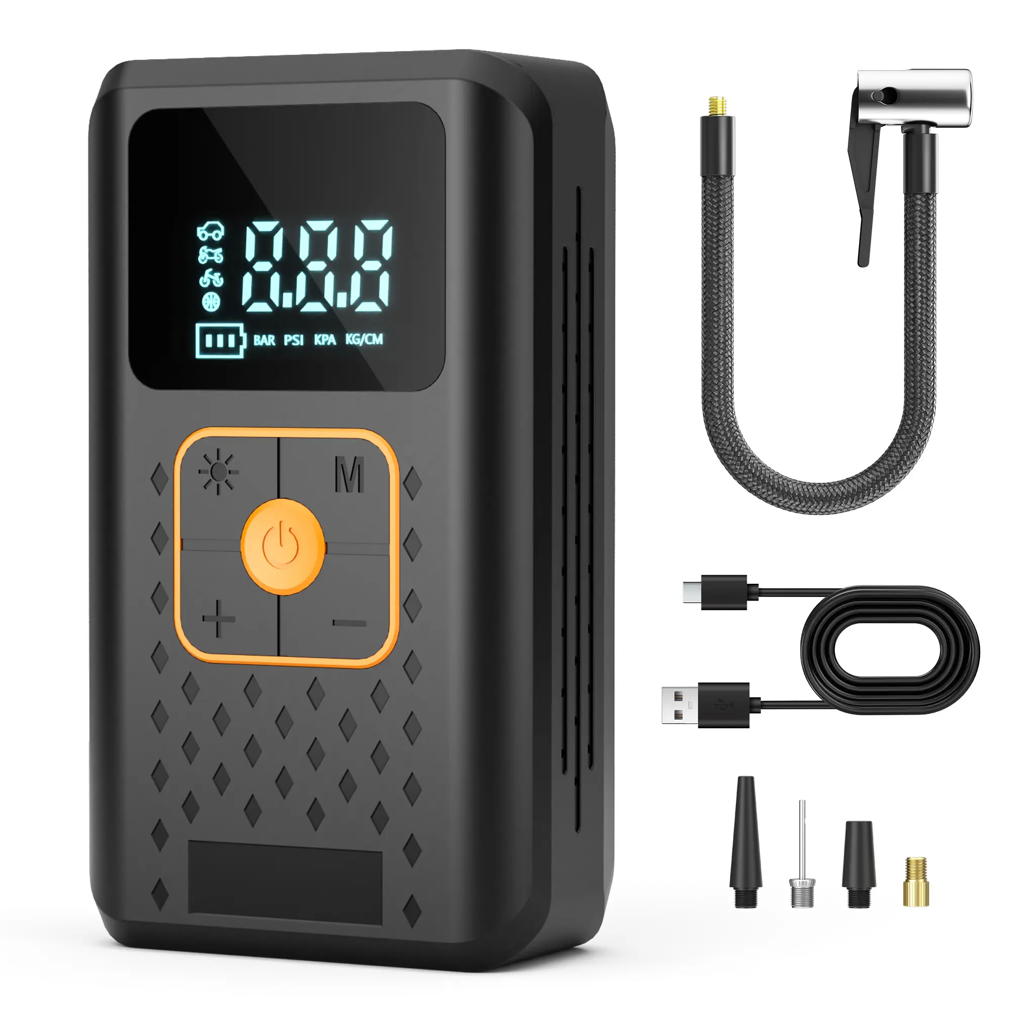 NeoAuto 150PSI Portable Handheld Vehicle Tire Inflator with Digital Gauge, Auto-Off - 5X Fast Air Pump, LED Light