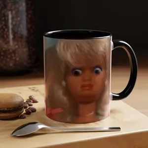 Doll Face Coffee Mug, Disgusted Barbie Meme, Sarcastic Reaction Gift, Weird Humor Tea Cup, Unhinged Meme Mug