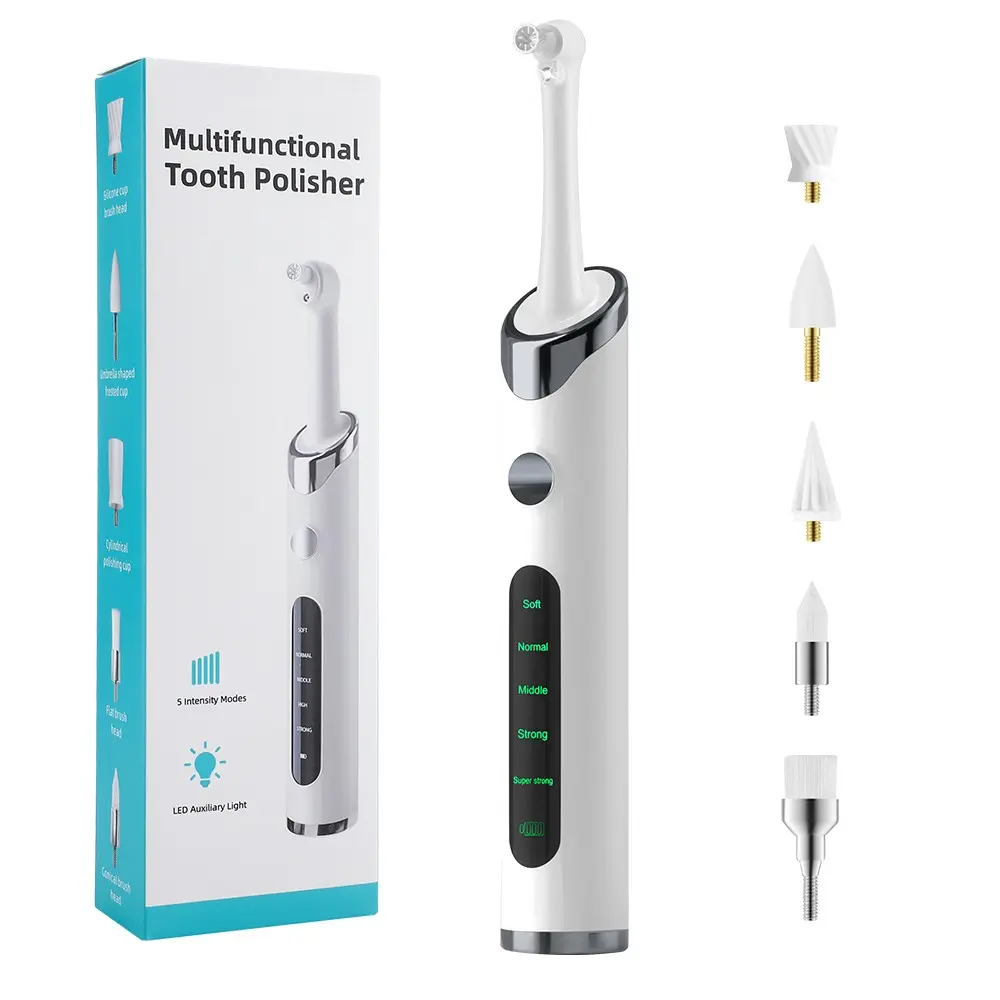 Electric Tooth Polishing Device with LED Light, 5 Modes Teeth Cleaning Tool, Cordless Teeth Cleaner, Teeth Cleaning Machine, Efficient Oral Care, Portable Design, Ideal for Daily Use