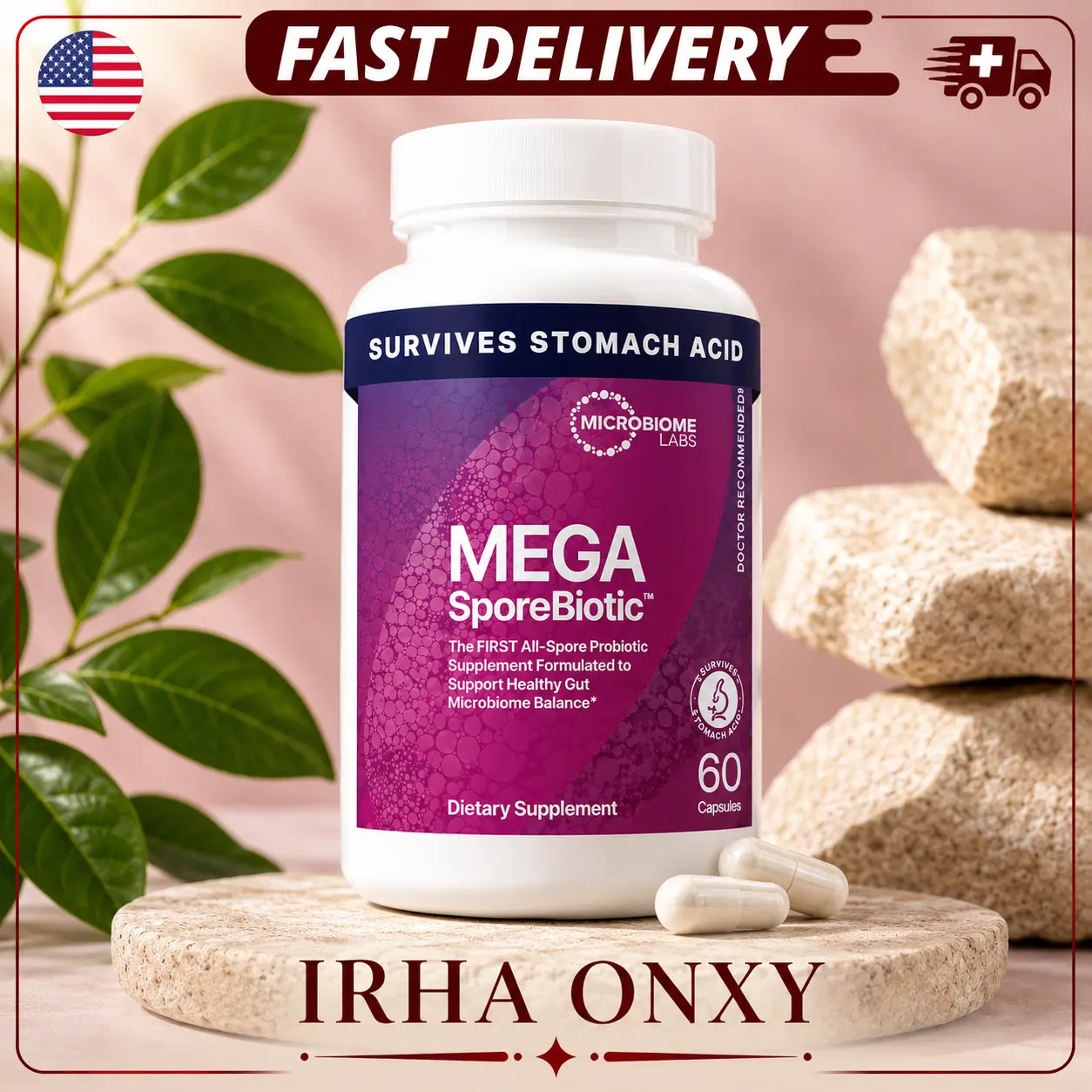 MegaSporeBiotic Probiotics for Women & Men – Gut Health & Digestive Support (60 Capsules)