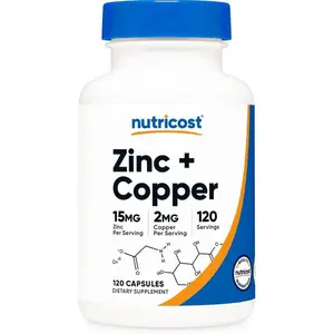 Nutricost Zinc + Copper Capsules (120 Servings)(15MG Zinc + 2MG Copper Per Serving) - Non GMO, Vegetarian