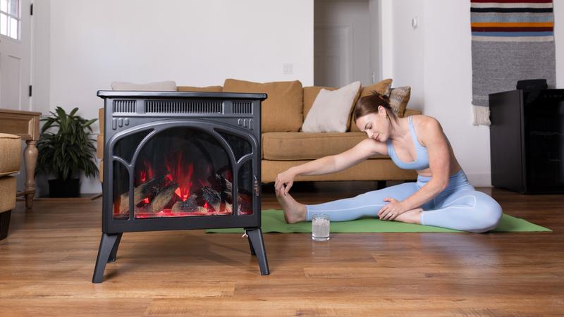 R.W.FLAME 24-inch Electric Stove Fireplace with Realistic 3D Flame Effect Compact Portable Durable Steel Construction Efficient Heating