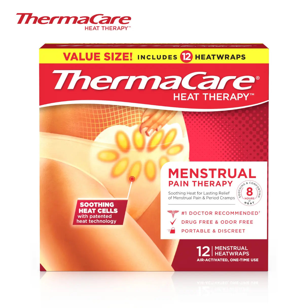 ThermaCare Menstrual Cramp Heat Wraps, 12 Ct – Long-Lasting, Portable & Discreet Relief