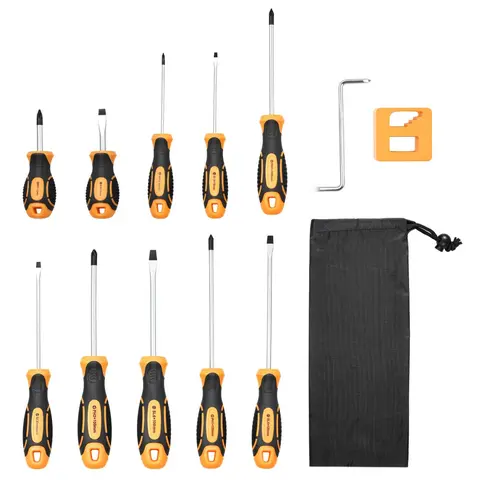 【Auction】VEVOR 12-Piece Screw Type With Handle Magnetic Screwdriver Set - 5 Phillips, 5 Flat Head Tips, Magnetizer Tool, Magnetic Bits for Multipurpose Tasks, Screw Type Screwdriver Sets