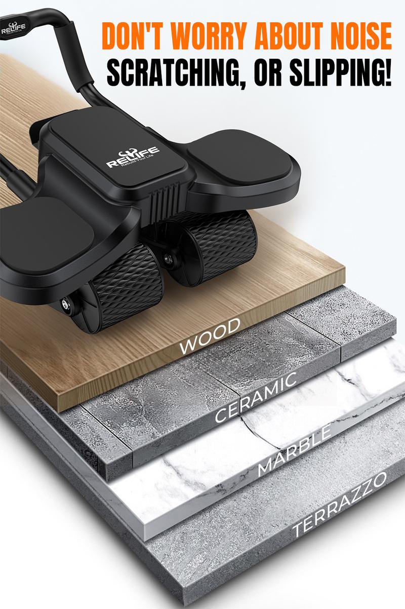 RELIFE REBUILD YOUR LIFE 4-Wheel Ab Roller with Knee Mat Automatic Rebound 2 in 1 Ab Roller with Widened Elbow Support Abdominal Training Equipment RELIFE REBUILD YOUR LIFE 4-Wheel Ab Roller with Knee Mat Automatic Rebound 2 in 1 Ab Roller with Widened Elbow Support Abdominal Training Equipment