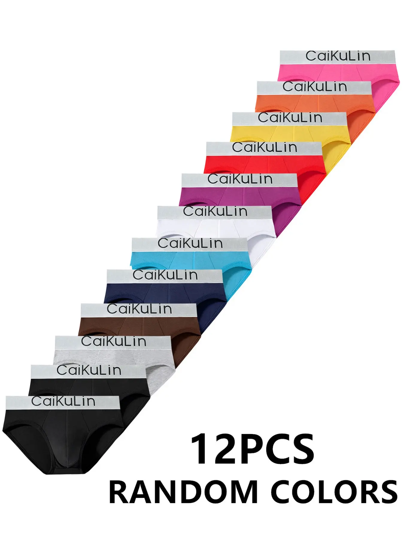 Men's Underwear All Seasons 12-Pack Random Colors, High-End Letter Print Underwear Letter Waist Triangle Pants, Comfortable Soft Breathable, Fashion Trendy Innerwear, Cooling Breathable Briefs, Soft Comfy Brief