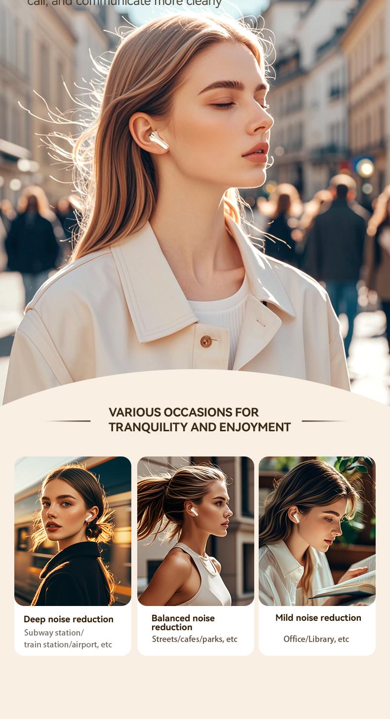 acer OHR508 Wireless Stereo Earbuds, In-Ear Noise-Canceling Earphones, Extra Long Battery Life, Universal Fit for Men and Women, Comfortable Wear, Noise Isolation Headphones, HIFI Sound Quality Music Headset Beige Audio Electronic