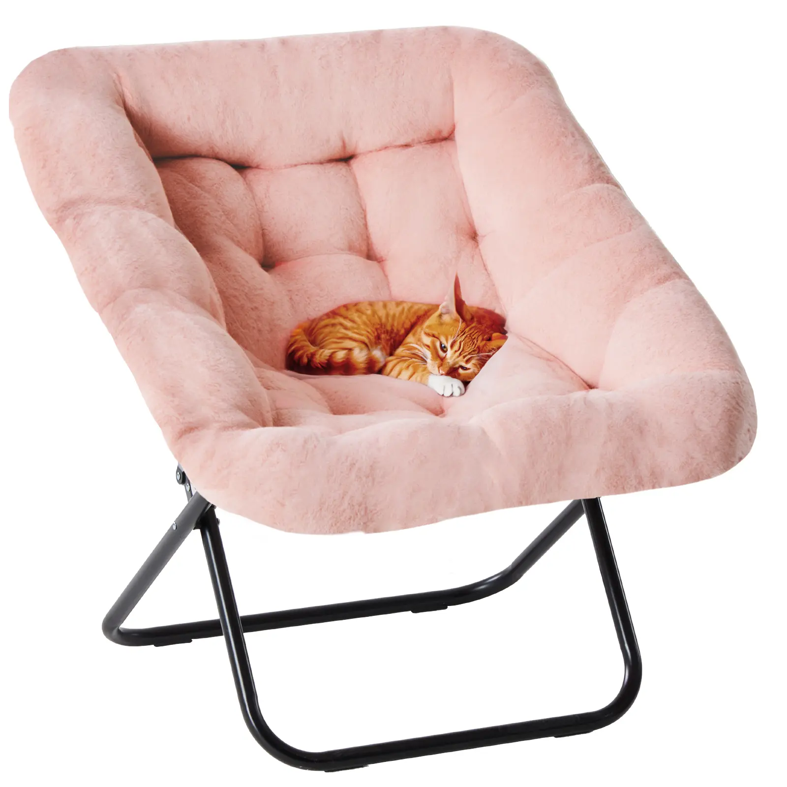 Comfy Chair for Adults, Soft Faux Fur Folding Lounge for Bedroom Living Room Dorm Rooms Flexible Reading Chair for Teens, Large Size Foldable, Modern Reading Chair, Portable Lounge Chair