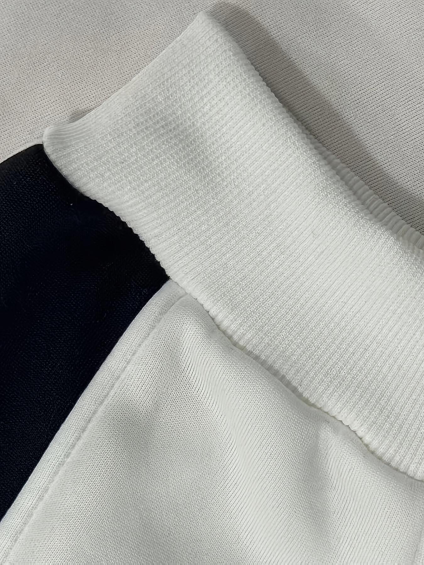 Black and White Colorblock Hooded Sports Set Trendy Versatile Comfortable Casual Wear High-End Feel