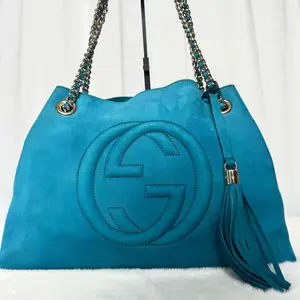 Pre-owned GUCCI Blue Suede Medium Soho Tote |20251835WWL HD