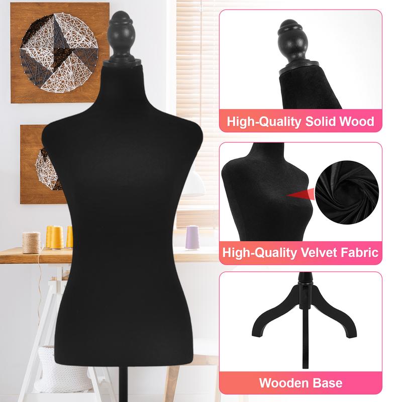 BestOffice Durable Female Manikin Dress Form 49.6-63.4 Inch Adjustable Height Wooden Tripod Stand High Density Foam Portable Display Mannequin for Window Displays & Home Decor