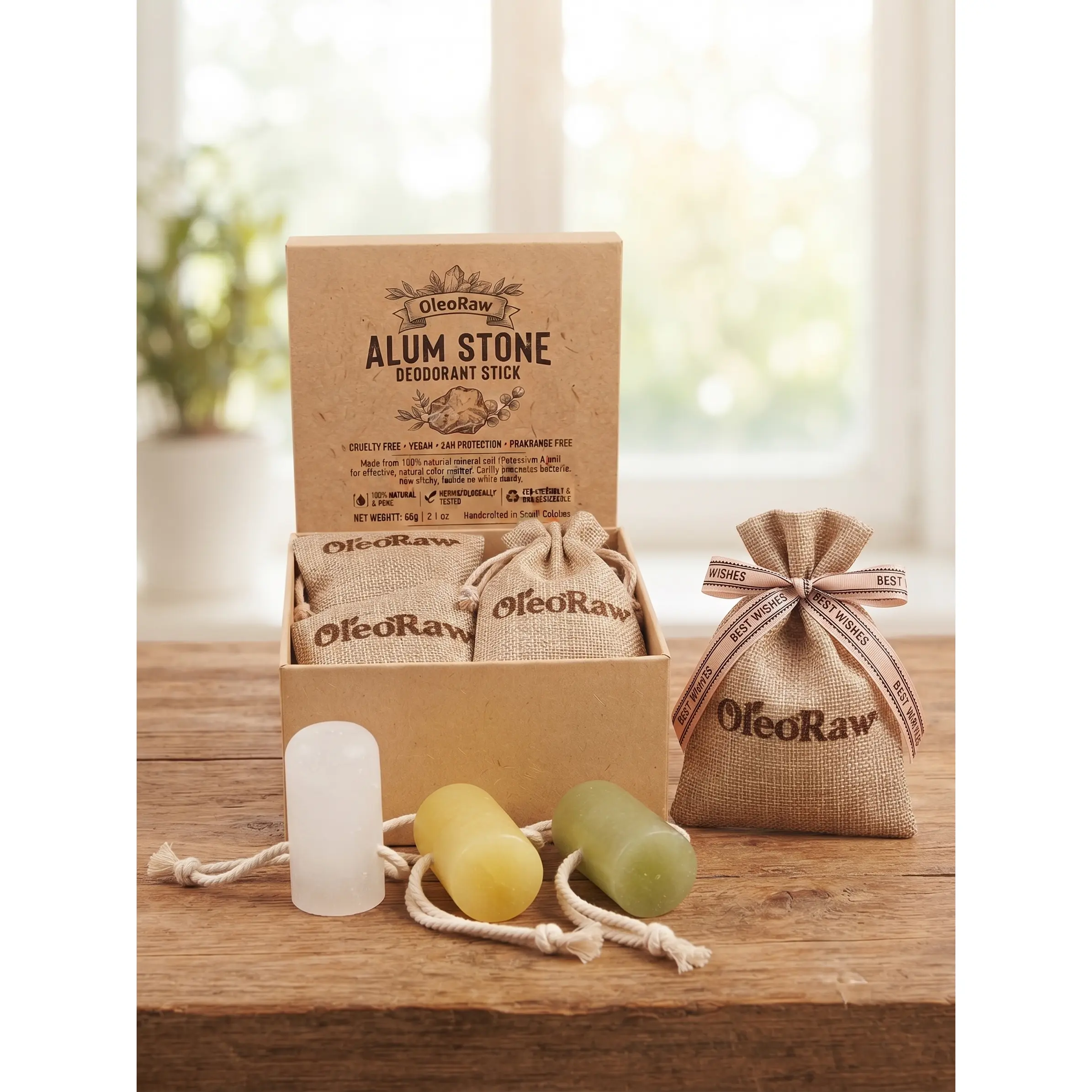 3-Pack Natural Alum Stick Deodorant & Aftershave Gift Set - Unscented, Aloe Vera, Turmeric Crystal, Antibacterial, Smooth, Razor Bumps Relief, Gentle Daily Solution for Sensitive Skin (2 oz/60g Each)