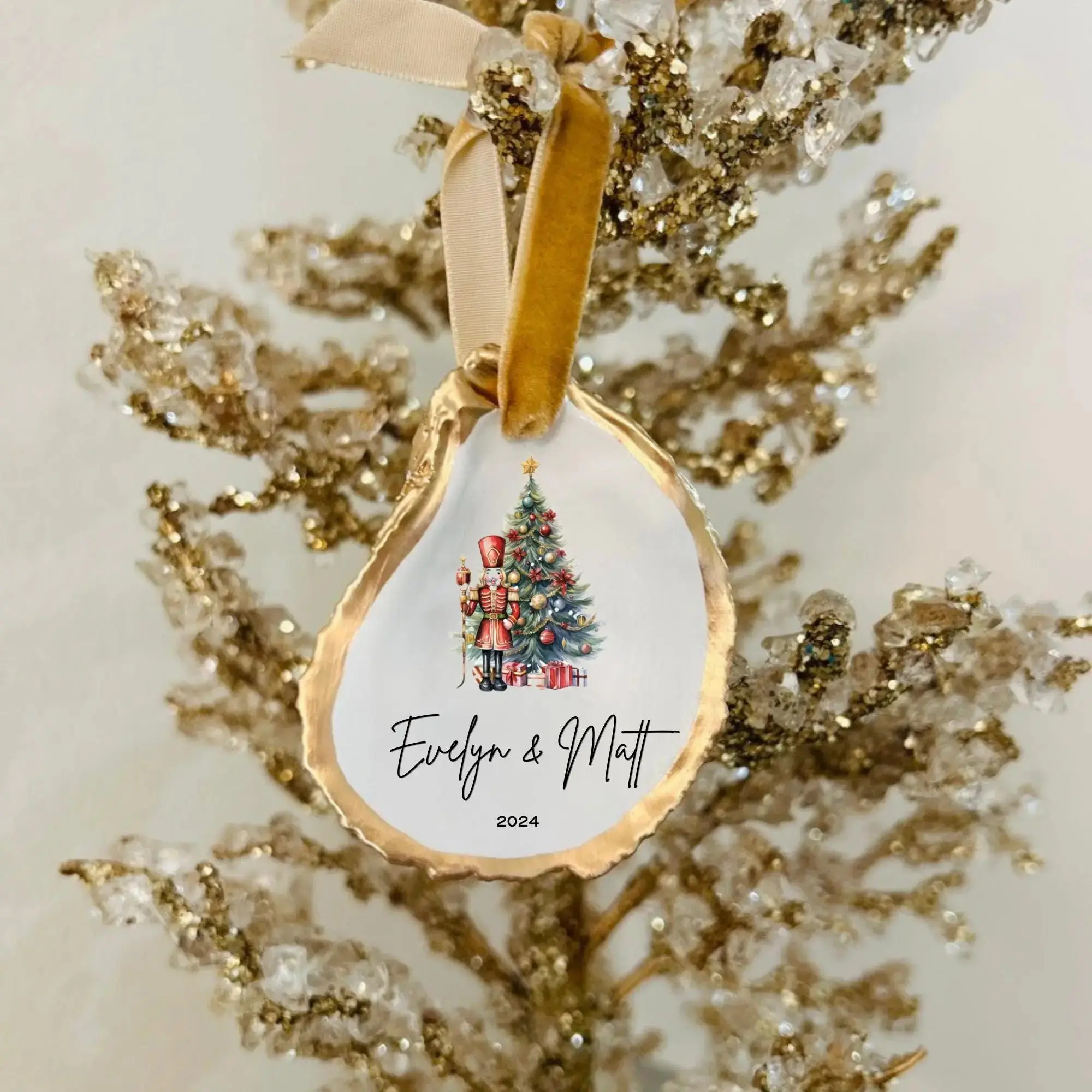 Nutcracker Christmas Tree with Name Date Ornament