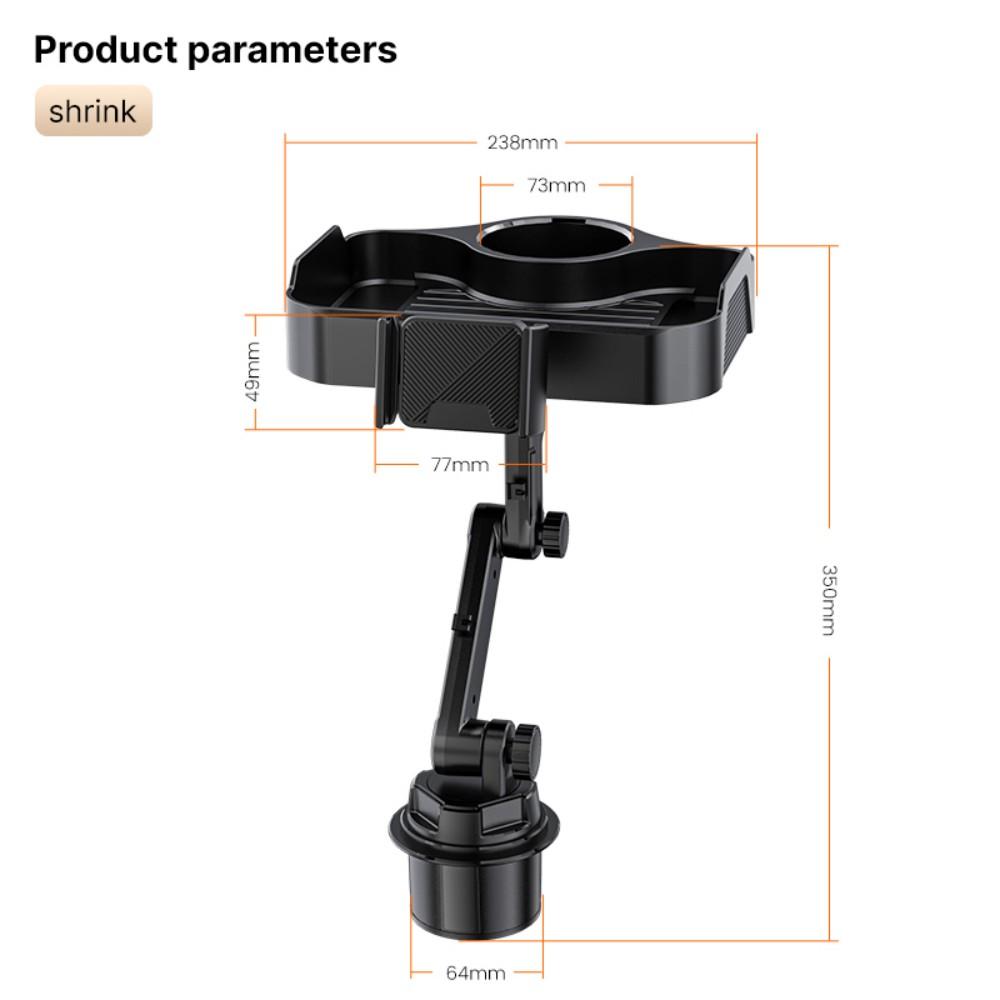 4 in 1 Car Cup Holder Expander Tray with Phone Holder, 360° Rotating Large Car Food Tray, Car Console Organizer for Drink Snack Phone, Universal for Car SUV Truck Van Pickup