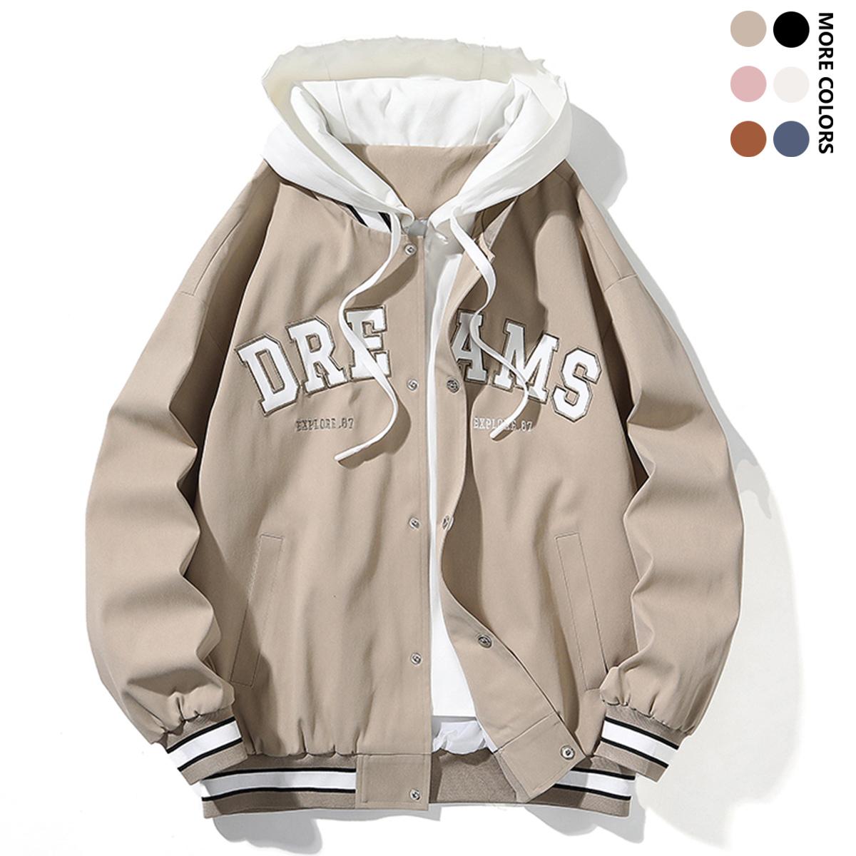 Men's Hooded Jacket - Loose Fit Street Style Coat - Button Front Closure - Non-Stretch Fabric - Urban Casual Jacket, Fashionable Designer