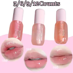 3 PCS Long Lasting Lip Gloss, Moisturizing Hydrating Lip Glaze, Glossy & Non-sticky Lip Stick, Plumping Lip Oil Lip Stick Cosmetic for Girls & Women, Makeup