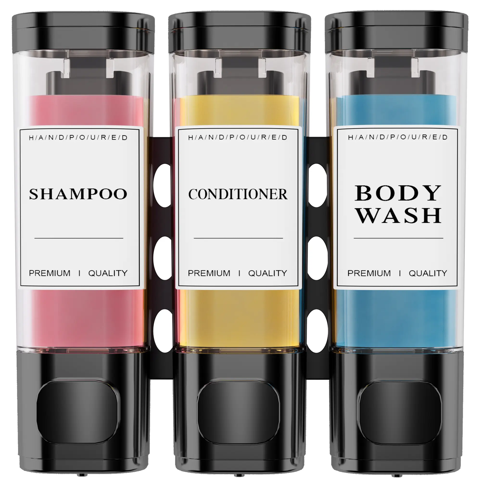 YECAYE Shower Shampoo Dispenser, Shower Dispenser 3 Chamber No Drill Wall-Mounted, Shampoo and Conditioner Dispenser for Wall Mounted Shower Soap Dispenser,  Bathroom Hotel 3 * 300ml