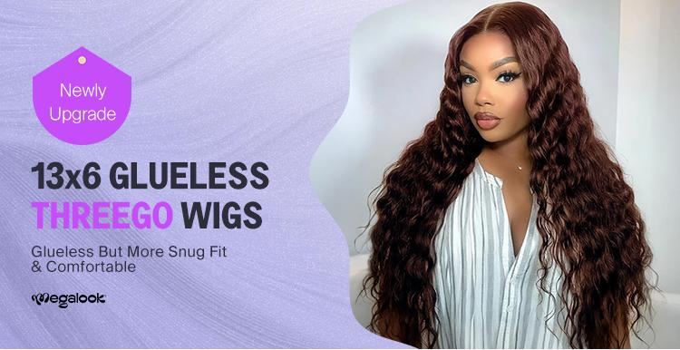 [13x6 GLUELESS WIG] Megalook #4 Chocolate Brown Color Bohemian Curls 13x6 Lace Front Wig Pre-everything Glueless Wig Pre Plucked Natural Hairline