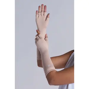Unisex Bona Fingerless Mid-length Gloves | Beige