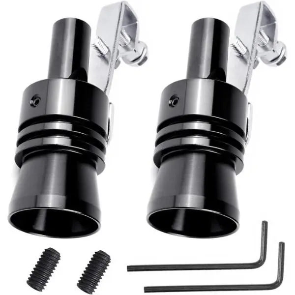 2PCS Car Turbo Whistle XL Size Aluminum Alloy Universal Sound Exhaust Muffler Pipe Whistle for Car Roar Make Black
