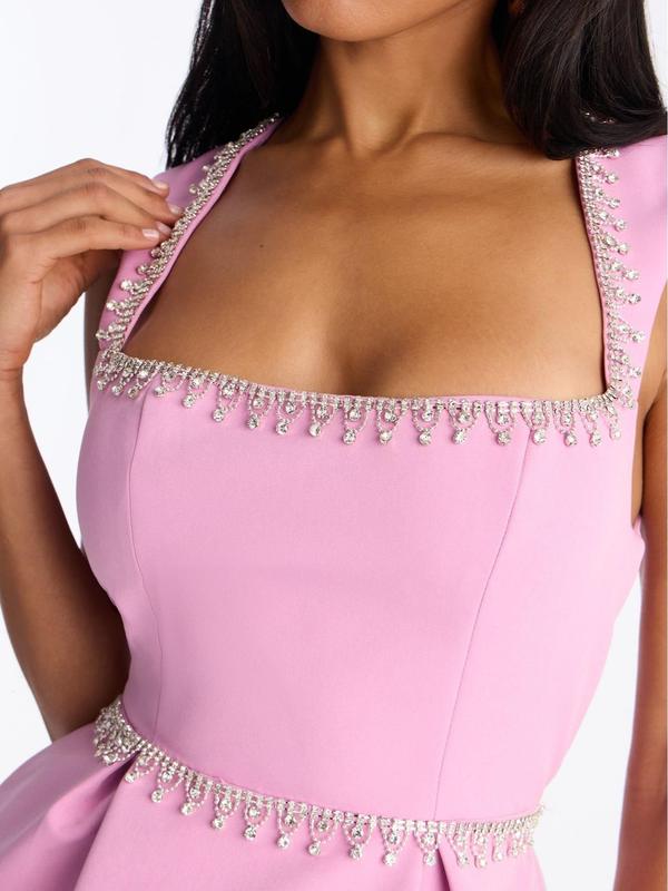 Adore Me Heart Cut Out Mini Dress – Pink | Y2K Heart Detail Mini Dress