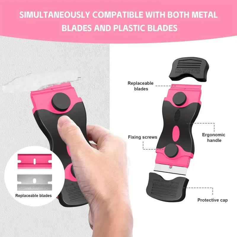 Easy-to-Use Scraper Tool Set with Safe Double-edged Plastic Blade & Sharp Metal Blades for DIY Enthusiasts - Ergonomic Grip for Comfortable Cleaning