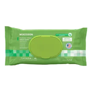 Mckesson StayDry Disposable Washcloths Fresh Scent 48 Count Peri-Care Napkins Alcohol-Free with Aloe Blue