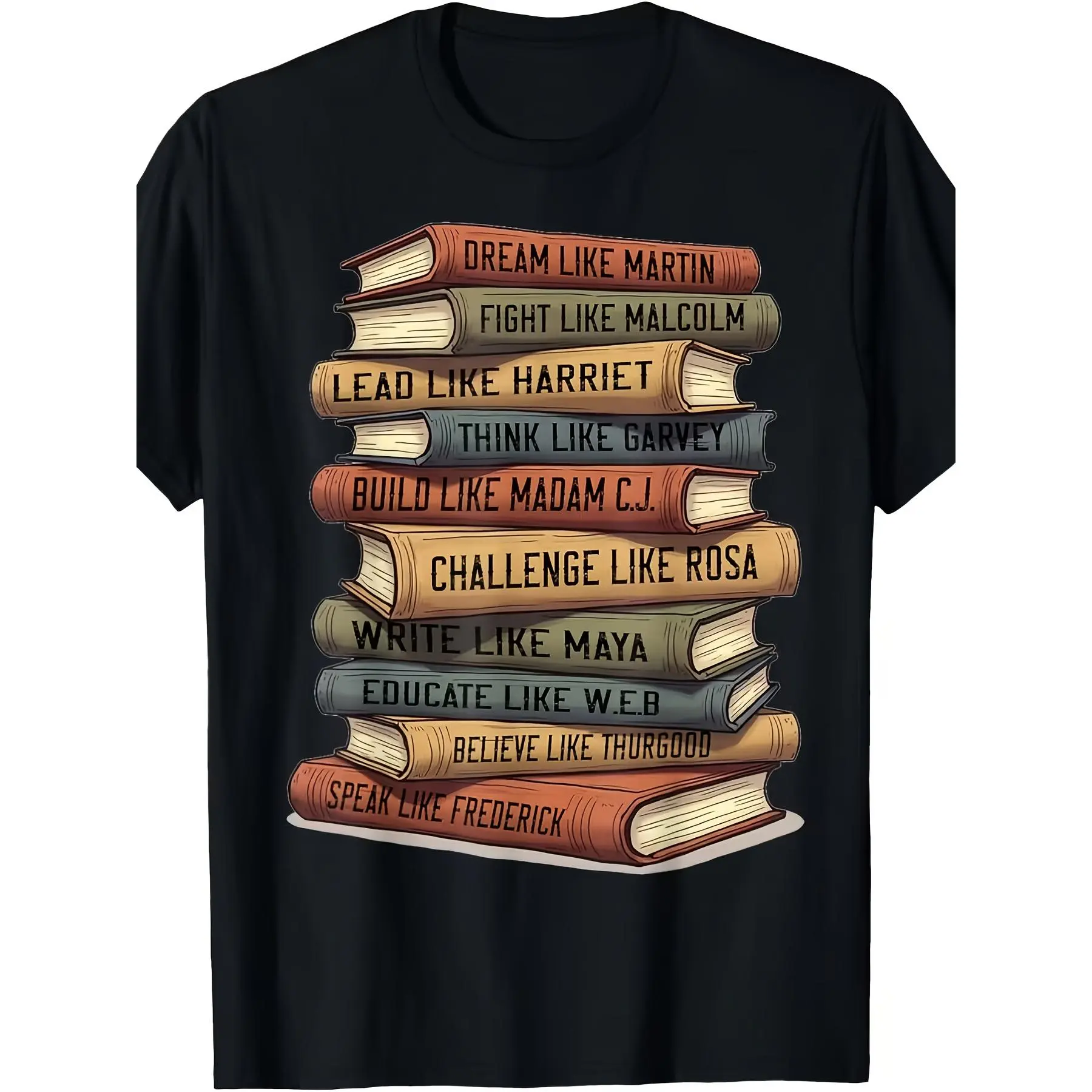 Black History Month T-Shirt - African American Leaders Quotes |     Breathable Crew Neck Shirt, Inspired by MLK and Malcolm X, Ideal for Teachers and Civil Rights Enthusiasts, Streetwear Oversized Graphic Comfy Print Soft Basic Menswear Soft