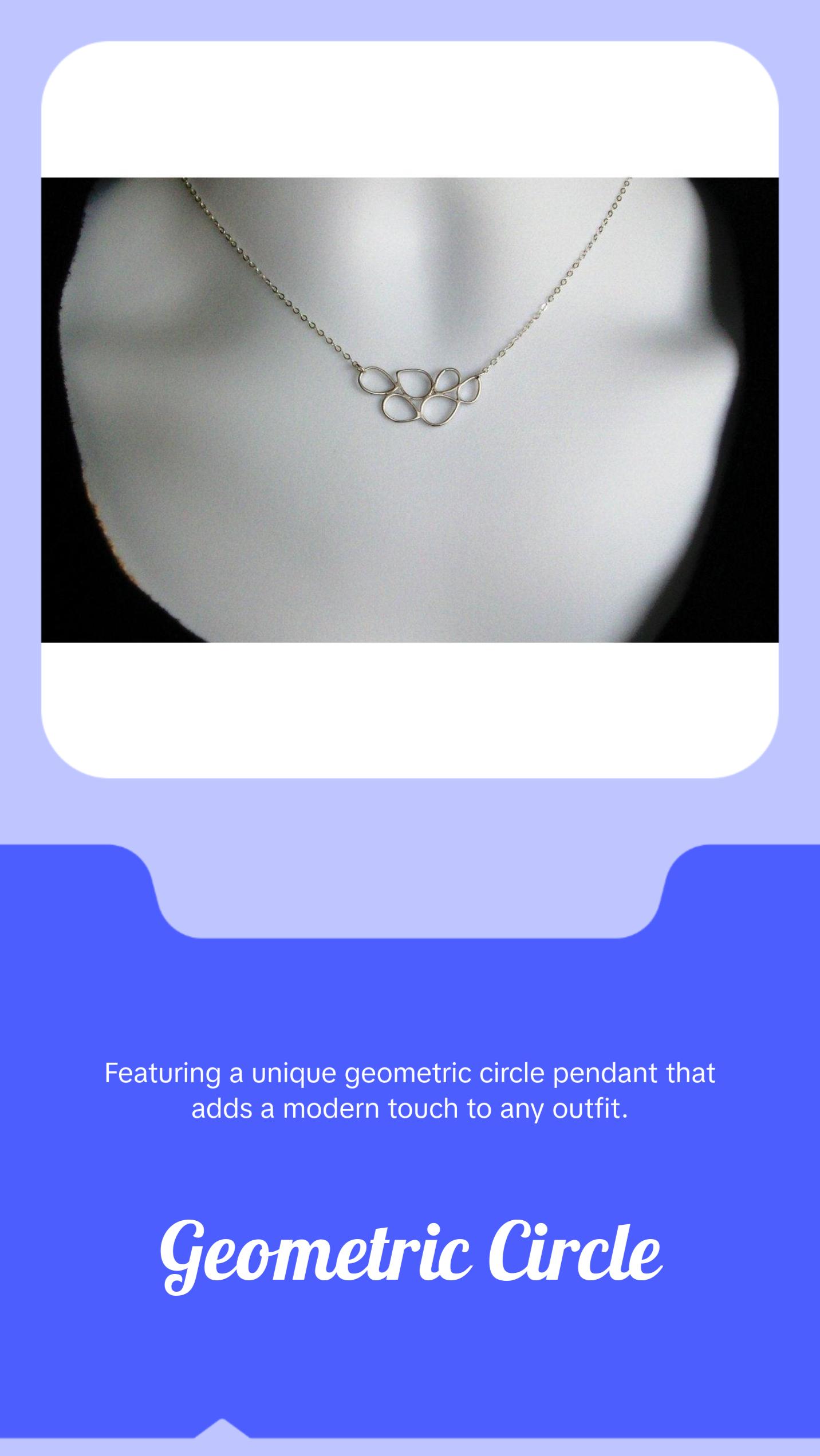 Geometric Circle Necklace - Silver Geometric Necklace, Sterling Silver Necklace, Valentines Day, bridesmaid gifts, grey, silver, white