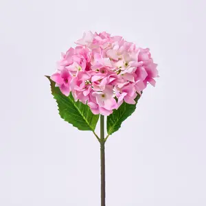 Real Touch Light Pink Garden Hydrangea Bloom Single Stem Faux Floral Spray - 18"