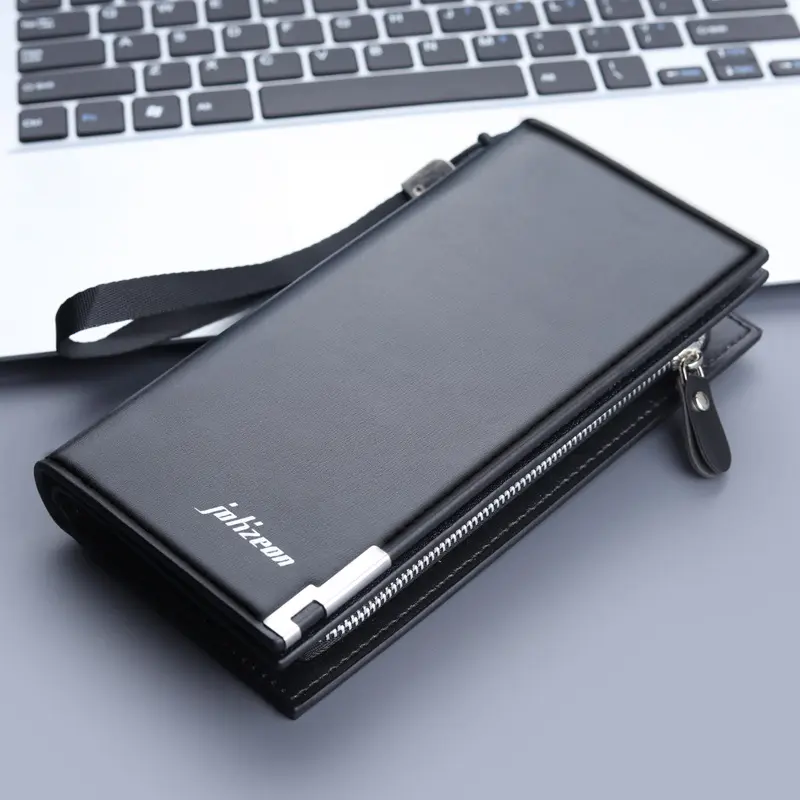 GOODBEE Men's Long Zipper Wallet with Phone Holder – Large Capacity Leather Clutch Bag, Multi-Card Slots, Cash Organizer, Stylish Travel Wallet