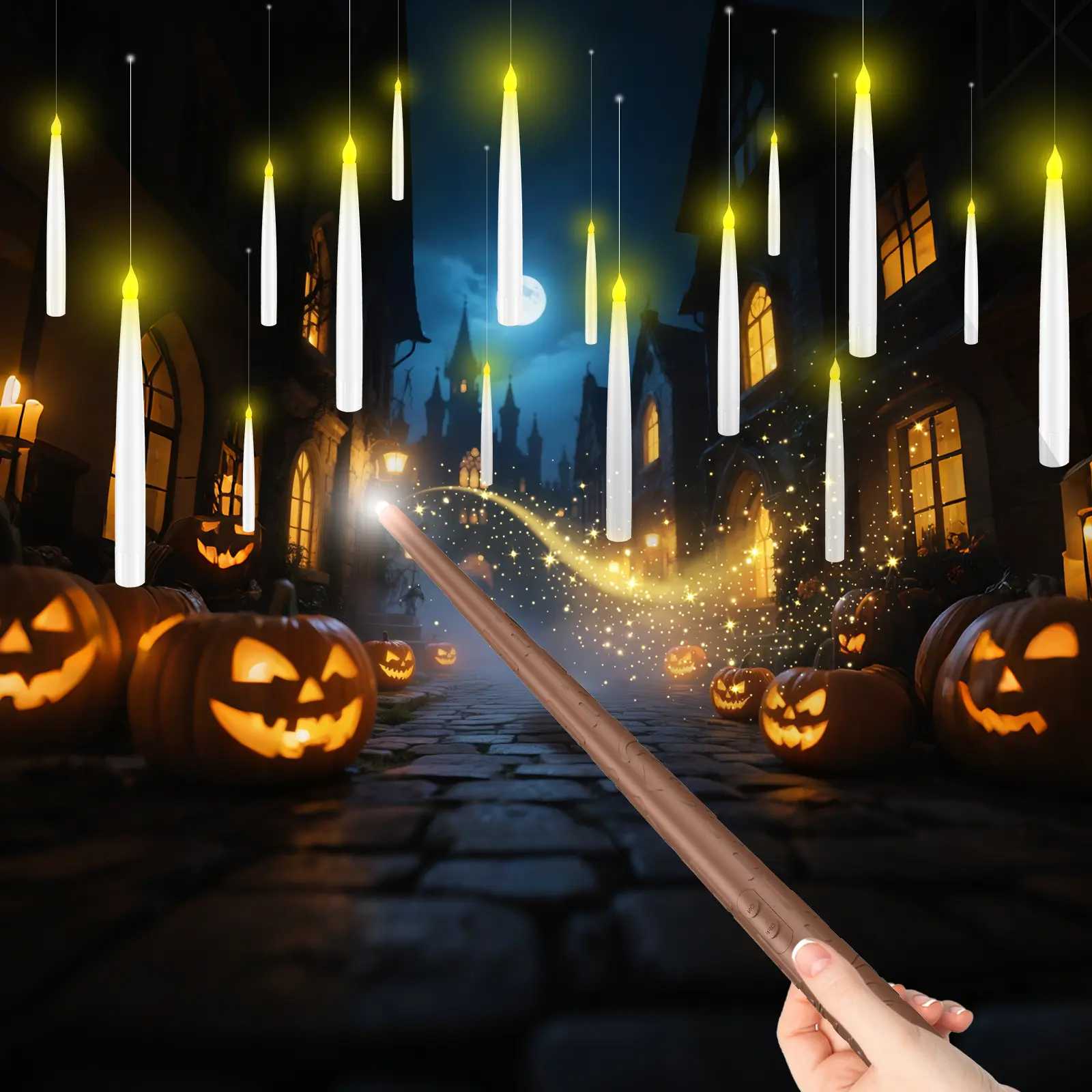 Magic Wand Remote Floating Candles - Enchanted 12-Pack Gift Set for Christmas, Halloween Decor & Party Favors, Room Decor, Home Decor Items