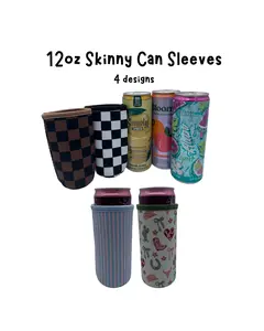12oz Can Sleeve SLIM & REGULAR SIZE - Checkered, Cherry, Stripes & Western Design - Fits 12oz Cans Alani Nu, Bloom, Energy Drinks, Beer -  Polyester Washable + Reusable