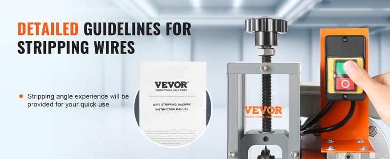 VEVOR Electric Cable Stripping Tool, TikTokShopBlackFriday, 0.06''-0.98'' Motorized Wire Stripper, 180 W, 60 ft/min, with Clear Depth Gauge, Ideal for Scrap Copper Recycling