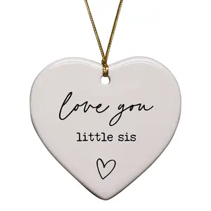 Love You Little Sis Heart Ornament