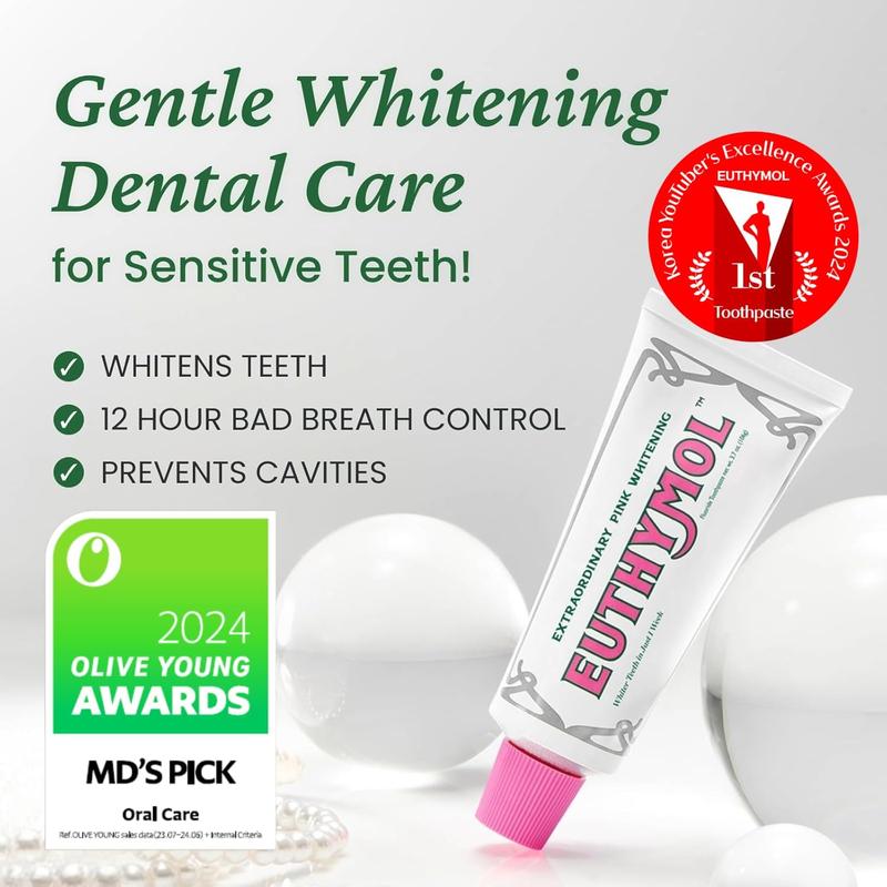 Euthymol Whitening Toothpaste (1 Pack) – Removes Coffee & Tea Stains, Brightens Teeth, 1100ppm Fluoride for Cavity Protection, Korean Oral Care
