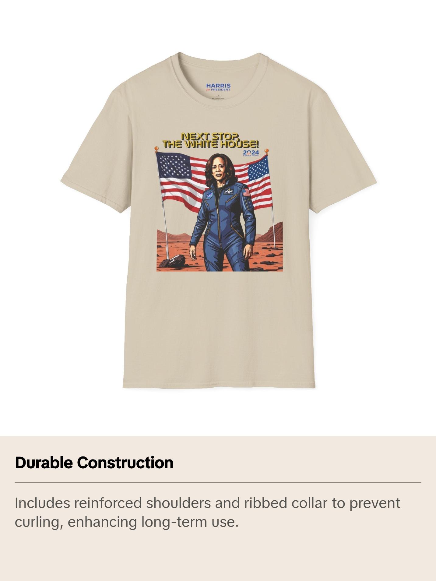 Kamala Harris "Next Stop, The White House!" Astronaut T-Shirt - Political Campaign Tee - Available in Multiple Colors Classic Cotton Kamala Harris "Next Stop, The White House!" Astronaut T-Shirt - Political Campaign Tee - Available in Multiple Colors Classic Cotton