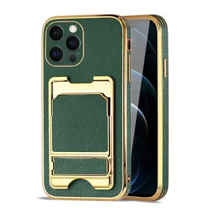 IPHONE 12 Max Leather Case with Card Holder In Green - Shockproof & Reliable | CELL DEMAND Official
