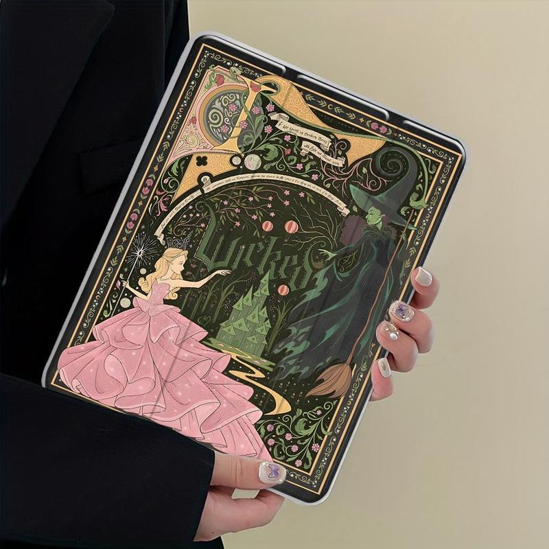 Wicked Vintage Fairy Tale iPad Case,Tri-Fold Stand Case for iPad, Transparent Acrylic Hard Back,Pencil and Charger Slots, Ultra-Thin Scratch-Resistant Design for iPad 10.2inch, Mini, Pro, Air, Ideal for Work and School