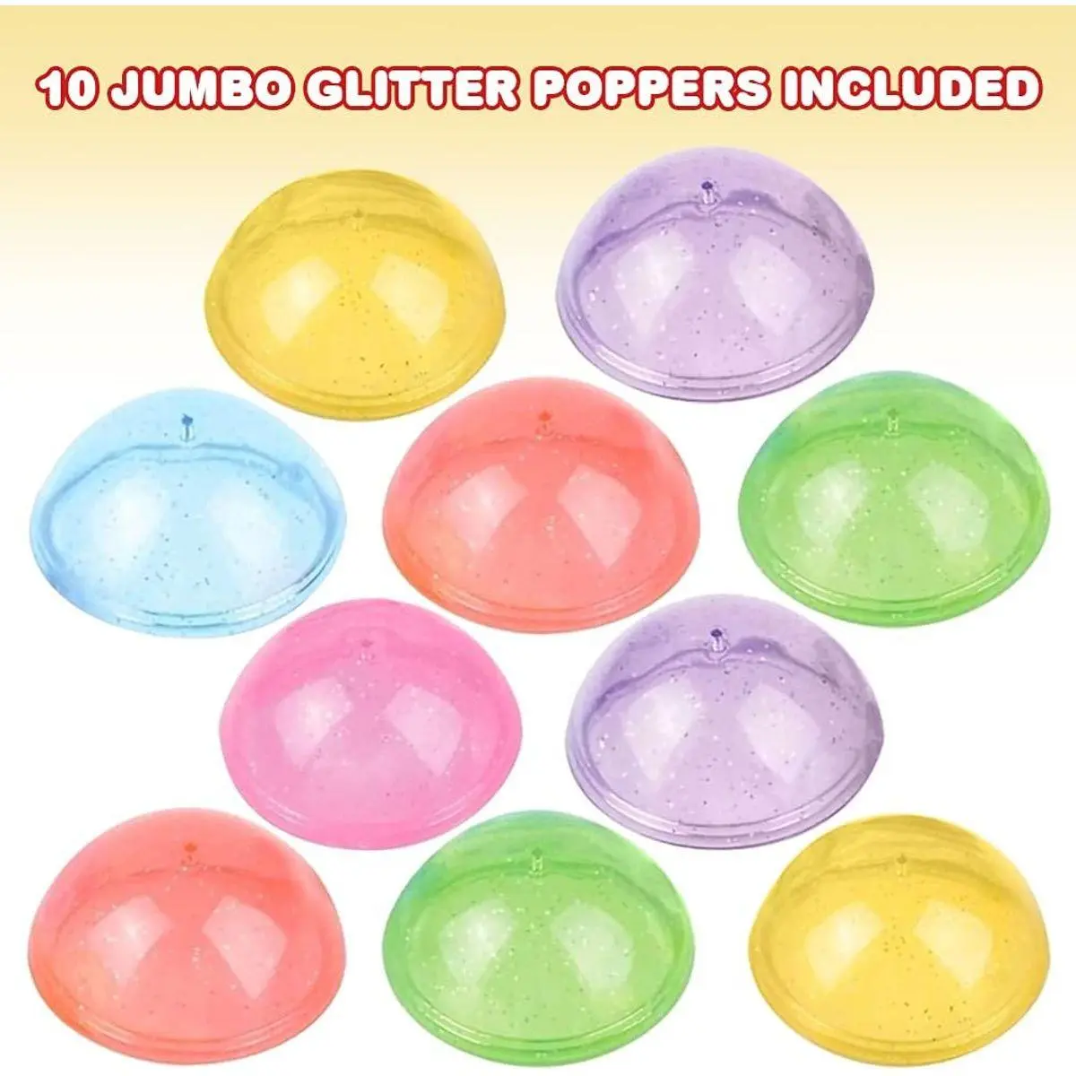 Jumbo Glitter Poppers, Set of 10, Pop-Up Half Ball Toys in Assorted ...