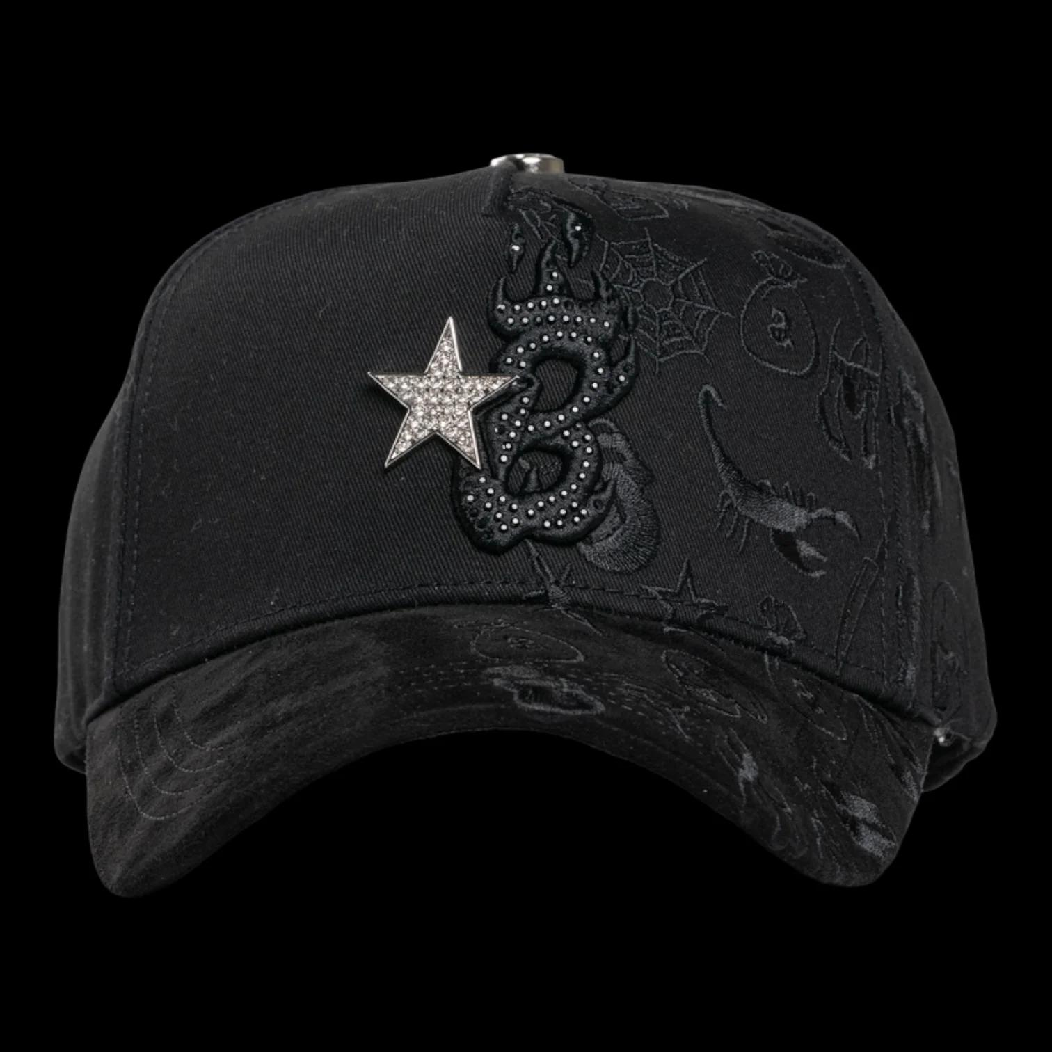 EL BARBAS HATS B-STAR GRAFFITI BLACK SNAPBACK HAT with Bold Graffiti Design Durable Material Adjustable Fit for Casual Wear NO BOX