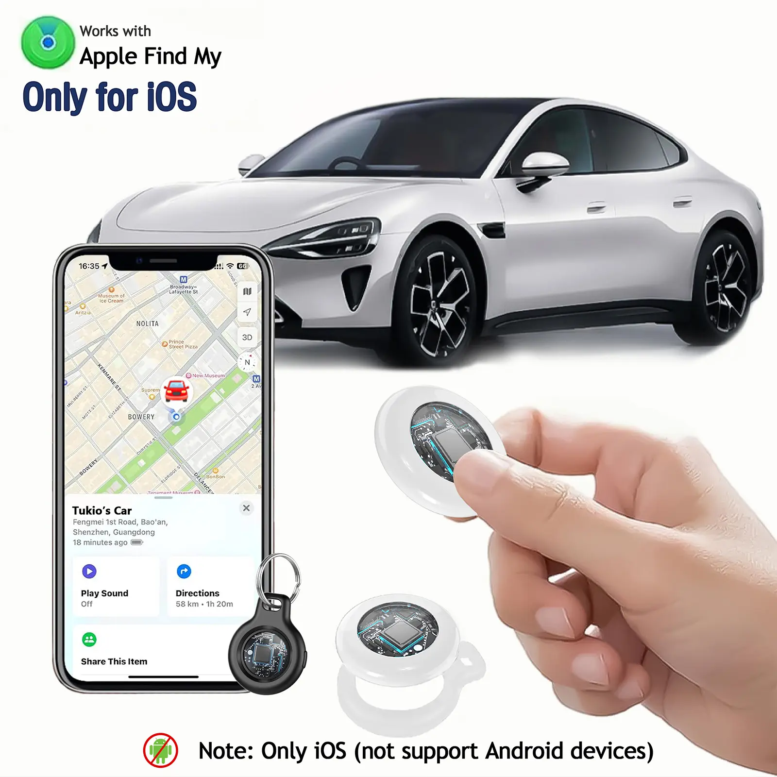 [Summervibes] Tukio Tx02 GPS Tracker (iOS Only)Lucid Tag for Cars & Pets- Mini Clear Design, Weatherproof Case, Anti-Lost Device, Works with Apple Find My (iOS Only), IP67 Waterproof, Replaceable Battery Protection tiktokshopbacktoschool