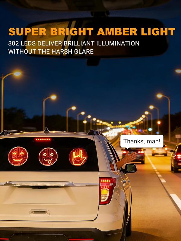 Easy-Use Car Gesture Warning Light | 14 Modes with Remote | Increase Vehicle Visibility for New Drivers | TikTok Starter Car Accessory